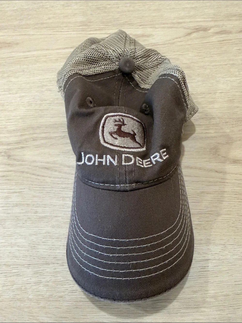 John Deere Brown Mesh-Back Cap with Embroidered Logo